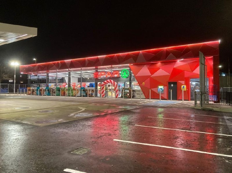 Landscape Filling Station forecourt at night
