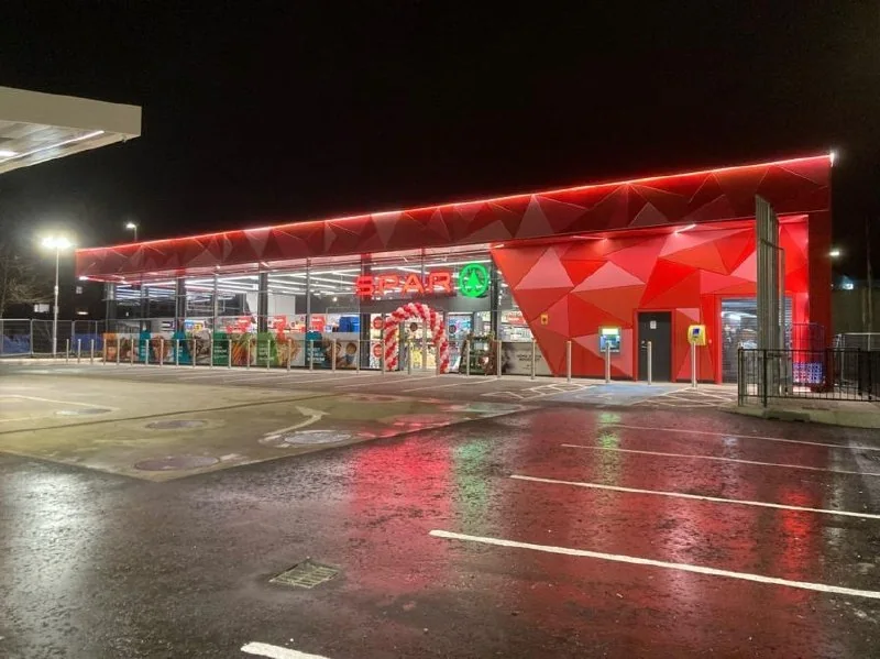 Landscape Filling Station forecourt at night